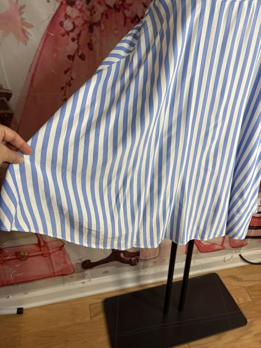 Old Navy Blue and White Striped Cami Fit and Flare Dress Smocked Size S - Picture 4 of 10